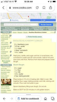 an image of a web page with the text'blackberries blackberry cobbler '