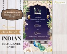 this Indian wedding engagement invitation & indian reception card design as indian wedding invites is designed to welcome your dear and near one for their gracious presence with elegance & royalty  we can customise more like this for you - to get your own invite customised - message us !  We will be doing it for you !  This is a digital download and no physical  product will be shipped  HOW IT WORKS ?  STEP 1 > add this product to your cart and complete your purchase . STEP 2 > once your order i Bangle Ceremony Invitation Card, Reception Card Design, Indian Reception Invitation, Indian Ring Ceremony, Sangeet Ceremony Invitation, Indian Fusion Wedding Invitation, Ladies Sangeet Invite, Indian Wedding Engagement, Engagement Invites