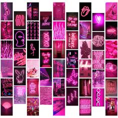 pink neon pictures aesthetic wall collage poster cards roomtery Pink Neon Aesthetic, Indie Decor, Collage Mural, Neon Rose, Wall Collage Kit, Dorm Wall Decor, Photo Wall Decor, Bedroom Decor For Teen Girls, Vintage Style Art