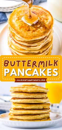 Nothing beats homemade buttermilk pancakes! Light and fluffy with a sweet, tangy flavor, this Easter brunch recipe lets you have the BEST pancakes ever. Whip up a stack for an easy breakfast idea today! Buttery Pancake Recipe, Best Pancakes Ever, Quick Pancakes, The Best Pancakes, Best Pancakes