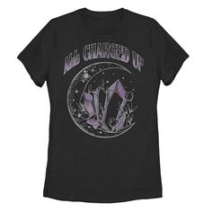 Give your wardrobe a boost with this juniors' "All charged up" crystals graphic tee. Give your wardrobe a boost with this juniors' "All charged up" crystals graphic tee. Crewneck Short sleevesFABRIC & CARE Cotton Machine wash Imported Size: Large. Color: Black. Gender: female. Age Group: kids. Black And Purple Graphic Tee, Purple Cotton Graphic Tee, Affordable Black T-shirt With Glitter Print, Black Moisture-wicking Graphic Tee, Cheap Witchy Graphic Print T-shirt, Short Sleeves, Graphic Tees, Crew Neck, Mens Graphic Tshirt