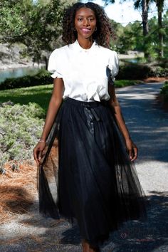 Aria Black Tulle Maxi Skirt Tulle Maxi Skirt, Chic Blouses, Black Tulle, Satin Blouse, Tulle Fabric, Elastic Band, A Dream, Formal Event, Online Boutique