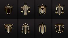 gold line art nouveau logo set on black background stock photo - budget conscious business ideas