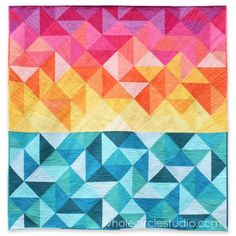 Sun Salutations | Quilt Pattern | Whole Circle Studio Rainbow Quilts, Half Square Triangle Quilts Pattern, Triangle Quilt Pattern, Sun Salutations, Creative Sewing, Rainbow Quilt, Quilt Care