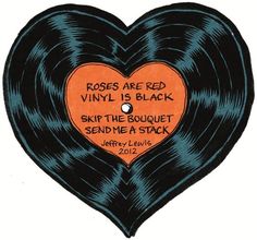 an orange and blue heart shaped sticker with the words roses are red vinyl is black