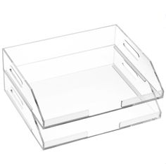 two clear acrylic trays sitting on top of each other