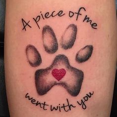 a dog paw with a heart on it and the words,'xppeee of me went with you '