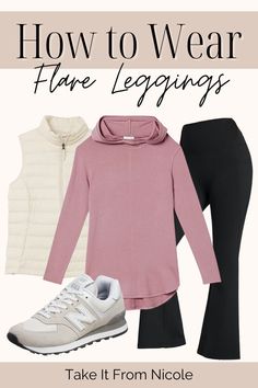 Trendy Yoga Pants Outfit, High Waisted Flare Leggings Outfit, Leggings Outfit With Hoodie, Yoga Pants With Cardigan Outfit, Bootcut Leggings Outfit Casual, Flare Yoga Pants Outfit Spring, How To Wear Yoga Pants Outfits Casual, How To Dress Up Yoga Pants Outfits