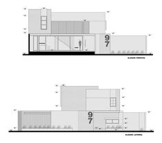 two diagrams showing different sections of the house