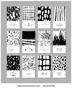 black and white cards with different patterns