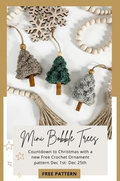 an ad for the christmas tree ornament pattern is shown in three different colors