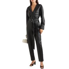 New With Tags. Detachable Belt Buttoned Cuffs Zip Pockets Side Welt Pocket Concealed Button Fastenings Along Front Dry Clean 100% Polyurethane Luxury Long Sleeve Jumpsuits And Rompers, Fall Workwear Jumpsuits And Rompers With Belt Loops, Sleek Fall Workwear Jumpsuits And Rompers, Sleek Workwear Jumpsuits And Rompers For Fall, Sleek Jumpsuits And Rompers For Fall Workwear, Chic Workwear Jumpsuits And Rompers With Belt Loops, Fitted Jumpsuits With Belt Loops For Night Out, Black Leather Fitted Jumpsuits And Rompers, Black Fitted Leather Jumpsuits And Rompers