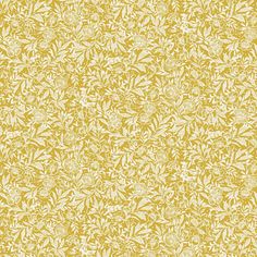 a yellow and white wallpaper with leaves