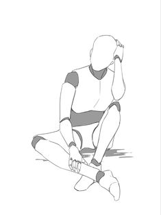 a drawing of a person sitting on the ground