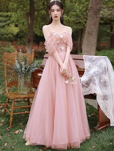 Size: XXL, Style: Style C Elegant Pink Gown, Tulle Evening Dress Princesses, Pretty Gowns, Prom Dress A Line, Tulle Long Prom Dress, Occasion Dresses Wedding Guest, Tulle Party Dress, A Line Evening Dress