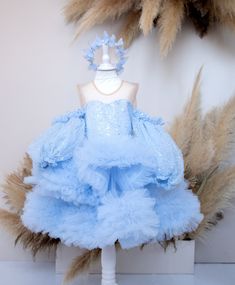 Blue Girl Dress, Flower Girl Dress, Birthday Party Dress, Tutu Kids Dress, Graduation Gown, Sparkling Dress, Toddler Dress, Photoshoot, Ruffled Dess, Pageant Baby Dress, Special Occasion, Long Sleeve This is luxury puffy girl dress have very original fashionable design and made of high-quality tulle will be perfect for any celebration....birthday, wedding, parties, Christmas, photography, Valentine's Day, dance, evening, flower girl  dress, ball gown, festivals wear, dance, dress-up, fairy & pri Blue Flower Girl Dress, Fairy Princess Costume, Blue Flower Girl, Sparkling Dress, Dress Birthday Party, Baby Birthday Dress, Flower Girl Dresses Blue, Gorgeous Birthday, Dress Photoshoot