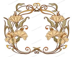 an ornate frame with flowers and leaves