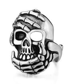 Some people don't understand only the hard way, this punk ring jewelry will make it clear, you don't have too much patience! Stainless Steel 316L : does not blacken, resistant to chlorine No form of discomfort on your skin Neat details STANDARD SHIPPING OFFERED ☠️ Refer to our MEASURING GUIDE if you're not sure what size to order.. ☠️👉Discover our collection Skull Rings Punk Stainless Steel Rings For Halloween, Punk Skull Ring For Halloween, Unique Metal Rings For Halloween, Adjustable Punk Rings For Halloween, Gothic Skull Ring In Stainless Steel For Halloween, Halloween Stainless Steel Ring Jewelry, Punk Metal Skull Ring For Halloween, Punk Style Metal Skull Ring For Halloween, People Don't Understand