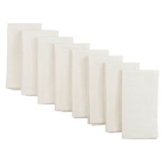 six white napkins lined up against each other