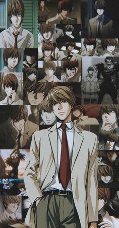 a collage of anime characters in suits and ties