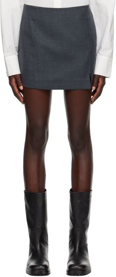 Stretch wool-blend skirt. Piping throughout. · Low-rise · Vent at front · Zip closure at back Supplier color: Charcoal Grey Mini Skirt, Bec Bridge, Bec & Bridge, Wool Skirt, Curator Style, Piping, Low Rise, Apparel Accessories, Wool Blend