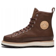 Converse Chuck Taylor All Star OG Explorer Boot Hi 'Chocolate' 162354C (SNKR/Retro/Casual/Unisex/High Top) Brown Leather Sporty Boots, Sporty Brown Leather Boots, Sporty Brown Boots With Rubber Sole, Sporty Brown High-top Boots, Brown Low-top Sporty Boots, Converse Leather Boots For Outdoor, Brown Leather Hiking Sneakers, Converse Brown Sneakers With Rubber Sole, Brown Converse Sneakers With Rubber Sole