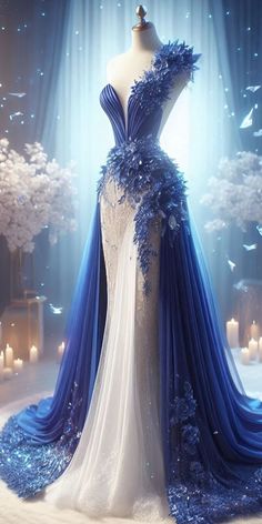 Blue Gala Dress, Winter Gown, Ethereal Gowns, Celestial Dress, Pageant Evening Gowns, Element Dress, Magical Dress, Dreamy Gowns, Mode Tips