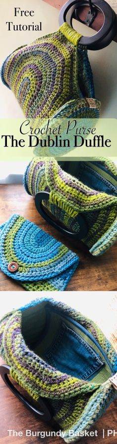 the crochet purse is made with yarn