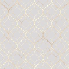 a gray and gold wallpaper with an intricate design