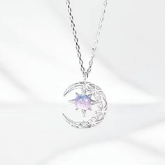 Color: Platinum, Rose Gold Fashion Element: Moon, XINGX Style: Elegant Star And Moon Jewelry, Starry Necklace, Universe Necklace, Moon Universe, Rose Gold Fashion, Star And Moon, Fancy Necklace, Stil Elegant, Silver Lights