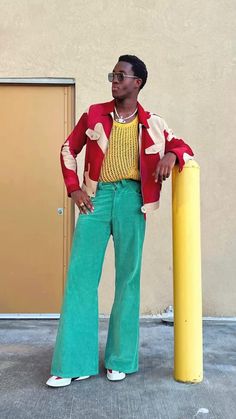 Colorful 80s Outfits Men, Brazilian Street Style, Male 70s Fashion, 70s Outfits Party, Funky Formal, Wisdom Kaye, Party Style Outfit, 70s Fashion Disco, Colourful Clothing