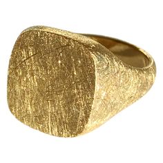 Dalben design 18k solid yellow gold scratch engraved finishing signet ring . Ring size 7 1/4 USA - EU 55 . Top dimensions : height 15,5 mm width 14,5 mm This ring requires three week from order to be custom-made size. The ring has been designed and handcrafted in our atelier in Como Italy with a rigorous quality workmanship . Mens Gold Signet Rings, Antique Cocktail Ring, Gold Signet Ring, Diamond Cocktail Rings, Mens Gold, Signet Ring, Cocktail Rings, Cuff Bracelets, Jewelry Rings