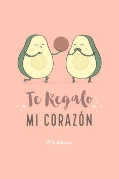 two little birds are standing next to each other with the words te rega mi cora on