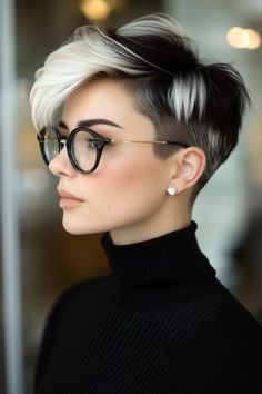 Barbers Cut For Women, Pixie Hair Color, Pixie Haircut Ideas, White Hair Color, Asymmetrical Hairstyles, Hair Specialist, Punk Hair, Edgy Hair