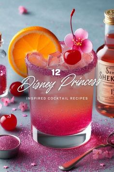 Moana Drinks Alcohol, Cute Girly Cocktails, Crazy Cocktail Recipes, Creative Drink Ideas, Purple Alcoholic Drinks, Princess Cocktails, Fancy Cocktail Recipes, Disney Princess Cocktails, Crazy Cocktails