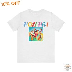 Introducing the Holi hai- festival of colors Unisex Jersey Short Sleeve Tee! This classic unisex jersey short sleeve tee fits like a well-loved favorite. Made from soft cotton and featuring a quality print that will make you fall in love with it over and over again. The ribbed knit collars provide shaping while the tapered shoulders offer a better fit over time. With dual side seams to hold the garment's shape for longer, this tee is a must-have for your wardrobe. Made from 100% Airlume combed and ringspun cotton, this tee is not only stylish but comfortable too. The light fabric (4.2 oz/yd²) and retail fit make it perfect for everyday wear. The tear away label ensures maximum comfort. Available in sizes S, M, L, XL, 2XL, and 3XL, this tee runs true to size. Don't miss out on this trendy a Holi Printed T Shirt, Multicolor All Over Print Short Sleeve T-shirt, Holi Hai, Pride Graphic Print Short Sleeve T-shirt, Multicolor Rainbow Print Short Sleeve T-shirt, Festival Of Colors, Playful Tie Dye Short Sleeve T-shirt, Burst Of Color, Color Festival