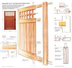 the diagram shows how to build an outdoor wooden gate with wood slats on each side