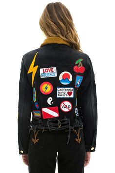 Standing out just got even easier. This denim jacket includes the raddest patches, hand-stitched in LA. Guaranteed show stopper. This jacket will keep the compliments rolling in. -65% Polyester / 33% viscose / 2% lyrica -Hand sewn locally in Los Angeles -Hand wash in cold water inside out / Do not use bleach or fabric Crop Denim Jacket, Cherry Cola, Vintage Patches, Vintage Denim Jacket, Cropped Denim Jacket, Cropped Denim, Hand Stitched, Hand Sewn, Vintage Black