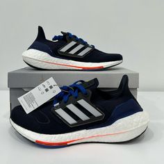 New With Tags And Box Adidas Ultraboost 22 Running Sneaker Shoe Gx6642 Blue Brand New Men Size 7.5 Navy Low-top Running Shoes With Boost Midsole, Navy Running Shoes With Boost Midsole For Streetwear, Adidas Blue Athleisure Running Shoes, Blue Adidas Athleisure Running Shoes, Adidas Navy Sneakers For Sports, Blue Sporty Running Shoes With Boost Midsole, Blue Running Shoes With Boost Midsole For Errands, Adidas Blue Sneakers With Boost Midsole, Blue Adidas Sneakers For Running Errands