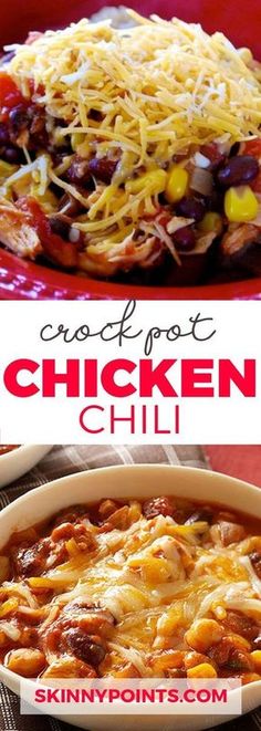 this crock pot chicken chili is an easy and delicious meal that's ready in under 30 minutes