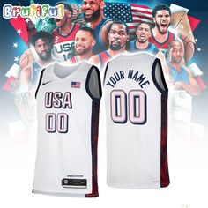 Team USA Basketball 2024 Swingman Custom White Jersey Shirt Introducing our Sleeveless Jersey, the perfect blend of performance and style. Crafted from high-quality, moisture-wicking fabric, it keeps you cool and comfortable during intense workouts or casual wear. The sleeveless design provides maximum mobility, while the sleek, modern look makes it versatile for any occasion. Elevate your athletic wear with our Sleeveless Jersey, where functionality meets fashion. Tailored for the trendsetting Basketball Team Jersey Tops, White Basketball Jersey For Sports Season, Throwback Basketball Shoes For Sports Season, White Basketball Team Logo Top, White Basketball Team Logo Tops, Casual Basketball Jersey With Team Logo, Sportswear Tops With Team Logo For Basketball, Basketball Jersey Top With Team Logo, Basketball Jersey Tops With Team Logo