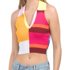 Nwt Steve Madden Knittop Paige Paige Is A Colorblock Cropped Sweater Tank With Polo Collar 65% Viscose, 35% Nylon Sweater Tank, Polo Collar, Cropped Sweater, Steve Madden, Knit Top, Color Blocking, Crop Tops, Collar, Knitting