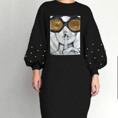 This Dress Is Eye-Catching! It Is A Brand New Long-Sleeved,Black Sweatshirt Dress That Comes To The Midcalf. Nwot Black Sweatshirt Dress, Black Sweatshirt, Sweatshirt Dress, Midi Dress, Brand New, Womens Dresses, Sweatshirts, Long Sleeve, Women Shopping