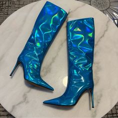 Authentic Metallic Boots, Alexandre Vauthier, Shoes Heels Boots, Shoes Women Heels, Limited Time, Heeled Boots, Metallica, Shoes Heels, Color Blue