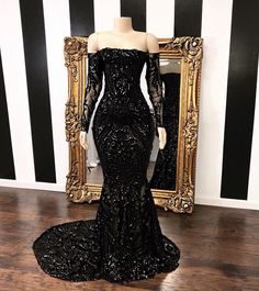 Sweep Train Prom Dress, Prom Girl Dresses, Gown Plus Size, Long Sleeve Prom, Sequin Prom Dress, Dress Sweater, Cute Prom Dresses, Black Prom, فستان سهرة