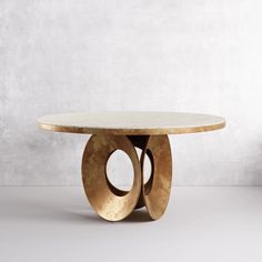 an oval table with two circles on it