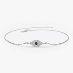 14k Diamond and Sapphire Evil Eye Bracelet – FERKOS FJ Elegant Yellow Gold Evil Eye Bracelet, Fine Jewelry White Gold Diamond Bracelet With Gemstones, Sterling Silver Diamond Bracelet With Gemstone, Sterling Silver Diamond Gemstone Bracelet As A Gift, Rose Gold Diamond Bracelets With Gemstones, Elegant Sterling Silver Evil Eye Bracelet, Adjustable 14k Gold Evil Eye Bracelet, Elegant Evil Eye Bracelet, Elegant Silver Bracelets With Diamond Eyes