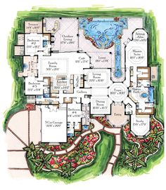 this is an artist's rendering of the floor plan for a luxury home in palm beach