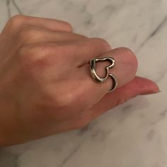 Tiffany & Co. Elsa Peretti Open Heart Ring Size 4.5 Https://Www.Tiffany.Com/Jewelry/Rings/Elsa-Peretti-Open-Heart-Ring-Grp09222/ Modern Sterling Silver Heart Ring, Double Heart Ring For Valentine's Day, Modern Heart Ring For Anniversary, Fine Jewelry Heart Ring With Charm, Sterling Silver Heart Ring For Formal Occasions, Elegant Heart Ring With Heart Charm, Elegant Open Heart Ring For Formal Occasions, Open Heart Ring, Jewelry Tiffany