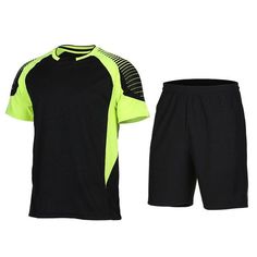 Soccer Uniforms Men Jogging Sports Sportswear Training Fitness Exercise Gym Soccer Sets Shirt Shorts XLF013 M Basketball Tshirt Designs, Rugby Uniform, Shoulders Workout, Cycling Fitness, Ball Games